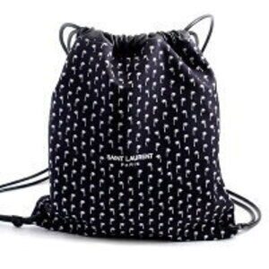 SAINT LAURENT Yves drawcord backpack canvas leather black